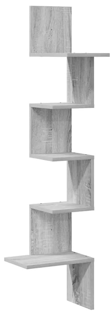 Γωνιακή Ραφιέρα Τοίχου Γκρι Sonoma 32x32x127,5 εκ Επεξ. Ξύλο - Γκρι