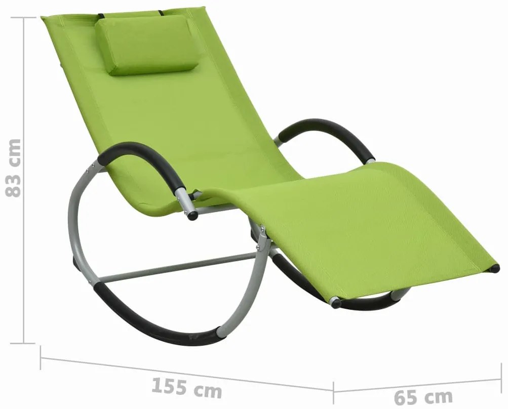 vidaXL Ξαπλώστρα Πράσινη από Textilene με Μαξιλάρι