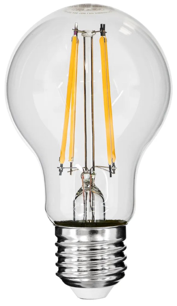 GloboStar® 99008 Λάμπα LED Long Filament E27 A60 Γλόμπος 10W 1000lm 360° AC 220-240V IP20 Φ6 x Υ10.5cm Θερμό Λευκό 2700K με Διάφανο Γυαλί - Dimmable - 3 Years Warranty