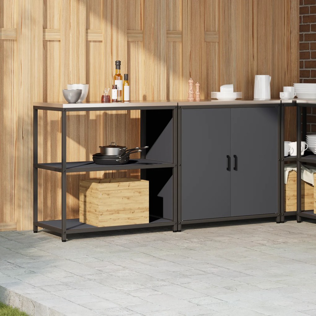 vidaXL Σετ Αποθήκευσης Κουζίνας 2 pcs Ανθρακί 150 x 50 x 92 εκ.