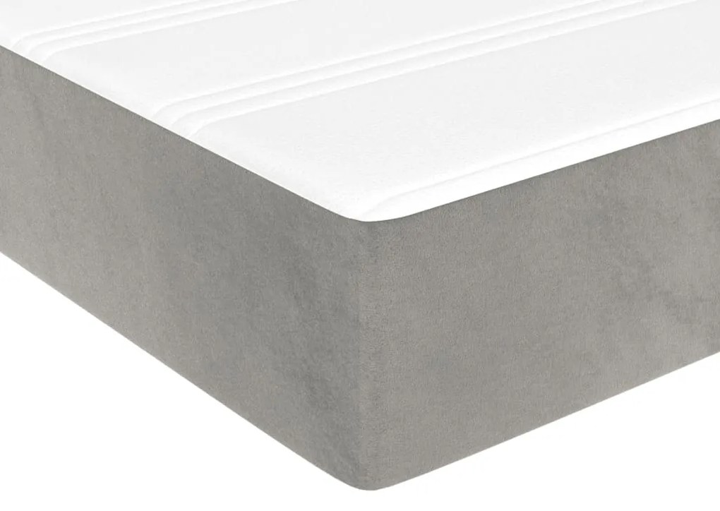 Κρεβάτι Boxspring με Στρώμα Ανοιχτό Γκρι 100x200 εκ. Βελούδινο - Γκρι