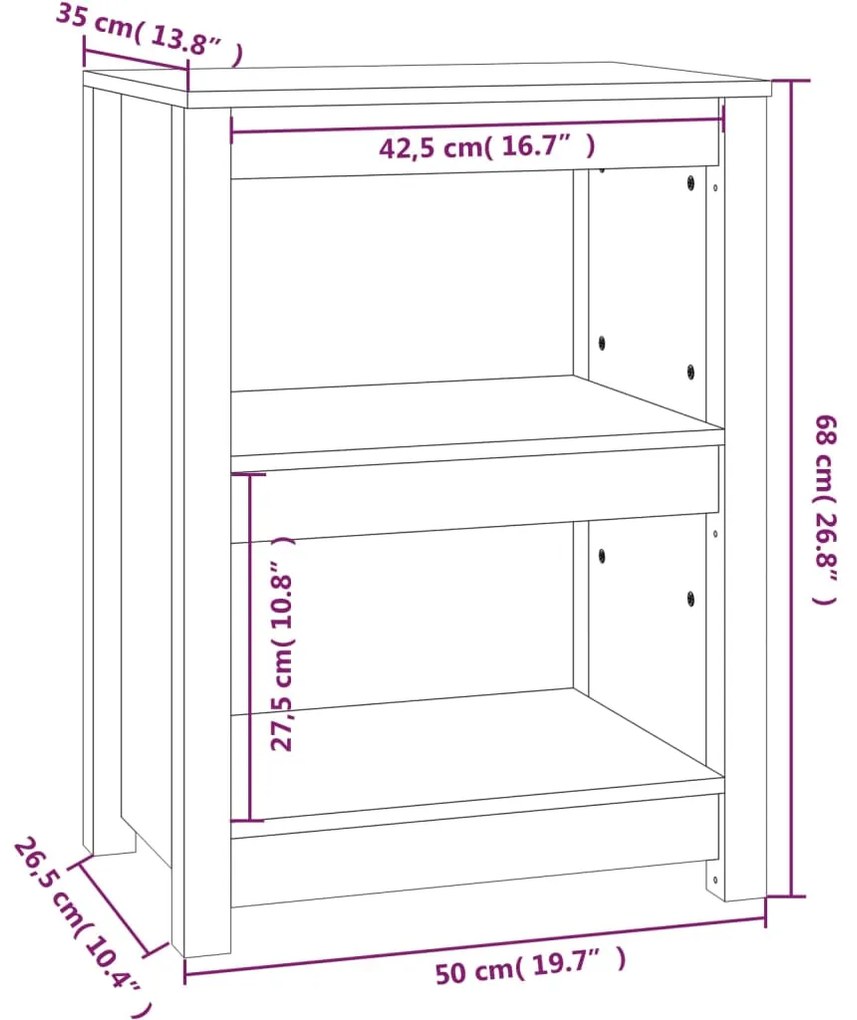 Βιβλιοθήκη Λευκή 50x35x68 εκ. από Μασίφ Ξύλο Πεύκου - Λευκό