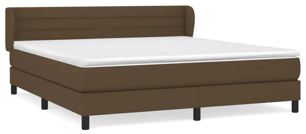 Κρεβάτι Boxspring με Στρώμα Σκούρο Καφέ 160x200 εκ Υφασμάτινο - Καφέ