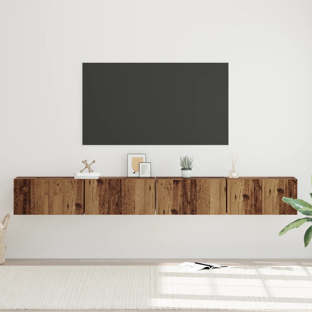 vidaXL Σετ επίπλου τηλεόρασης Επιτοίχιο 4 pcs Παλιό ξύλο