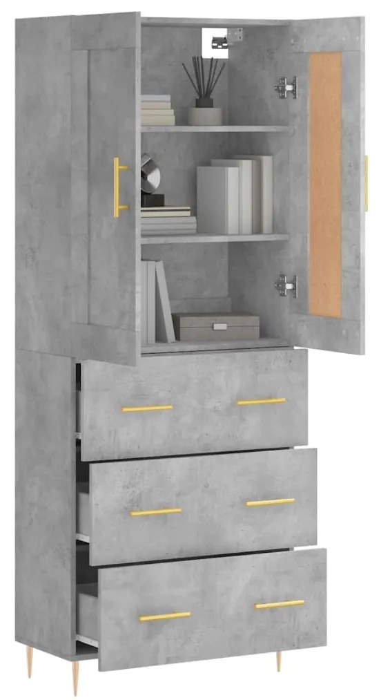 vidaXL Ντουλάπι Γκρι Σκυροδέματος 69,5x34x180 εκ. Επεξεργασμένο Ξύλο