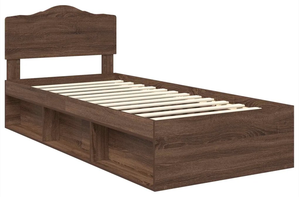 vidaXL Σκελετός Κρεβατιού Καφέ δρυς 75 x 190 cm Στερεά ξυλεία πεύκου