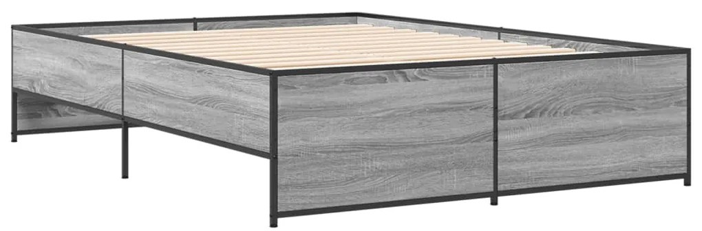 vidaXL Πλαίσιο Κρεβατιού Γκρι Sonoma 120 x 190εκ. Επεξ. Ξύλο & Μέταλλο
