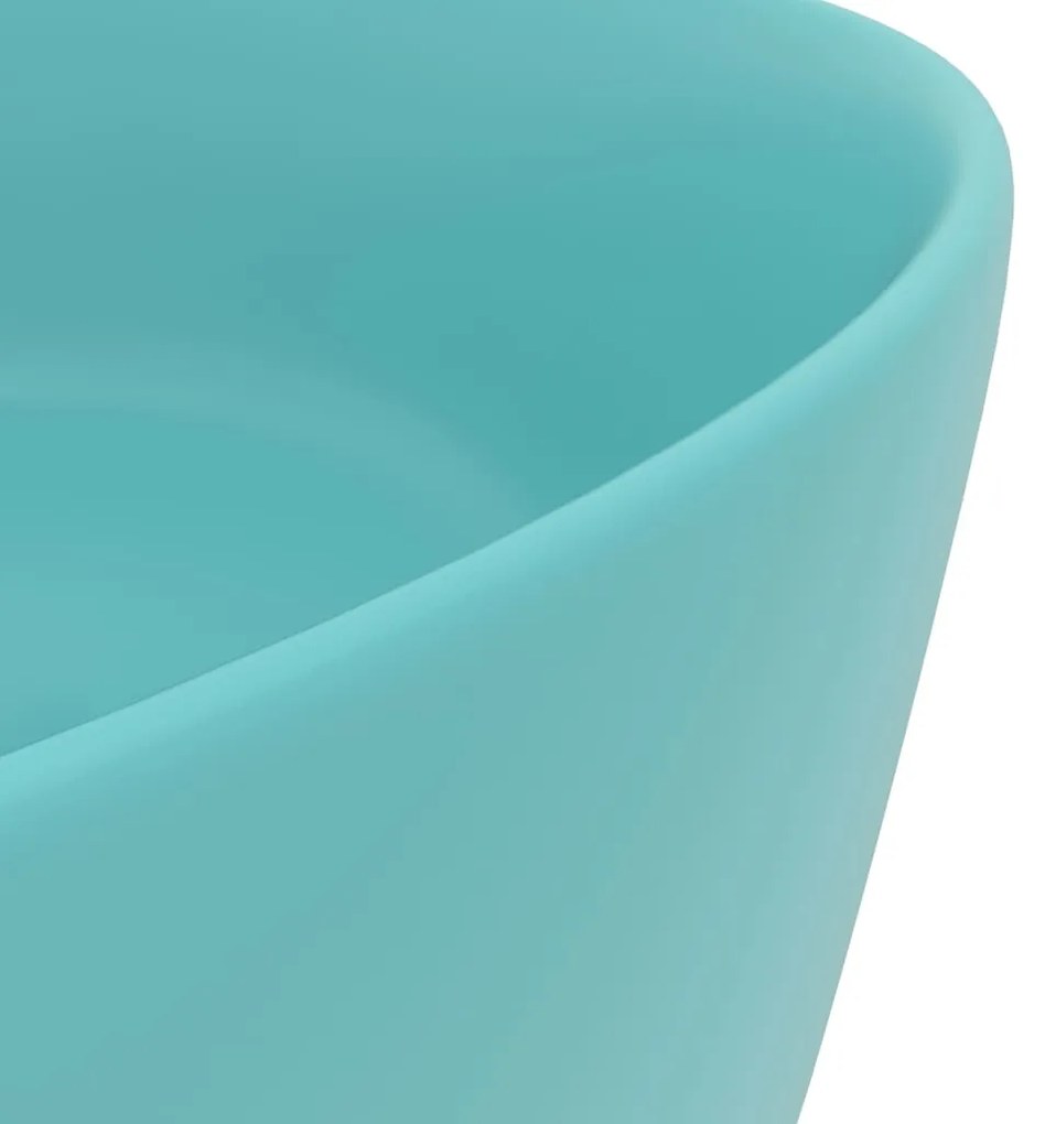 vidaXL Νιπτήρας Πολυτελής Στρογγυλός Αν.Πράσινο Ματ 40x15 εκ Κεραμικός