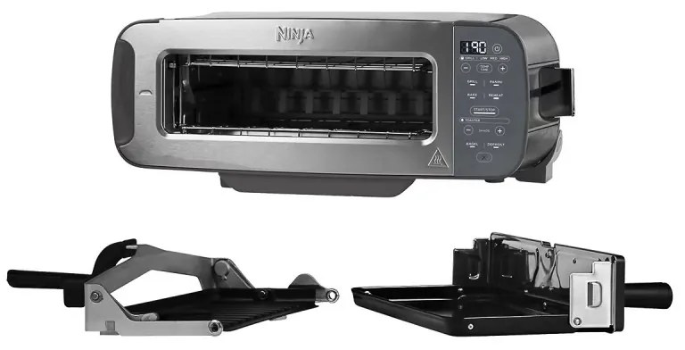 Τοστιέρα Ninja 3 σε 1 ST202EU, 2400W, 7 προγράμματα, έλεγχος θερμοκρασίας, ψησταριά, απόψυξη, αναθέρμανση, οριζόντια λειτουργία, ασημί