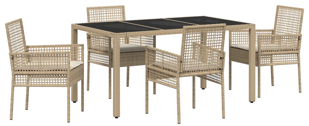 vidaXL Σέτ φαγητού για κήπο 5 pcs Μπεζ 150 x 90 x 75 cm