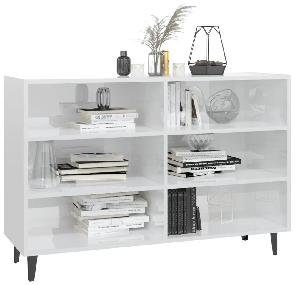 vidaXL Ραφιέρα Γυαλιστερή Λευκή 103,5 x 35 x 70 εκ. από Επεξεργ. Ξύλο