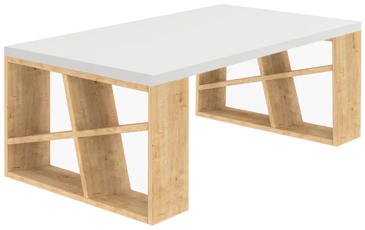 Τραπεζάκι σαλονιού Honey Megapap μελαμίνης χρώμα sapphire oak - λευκό 105x60x40εκ.