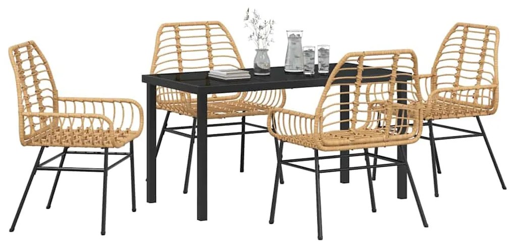 vidaXL Σέτ φαγητού για κήπο 5 pcs Καφέ συνθετικό ρατάν