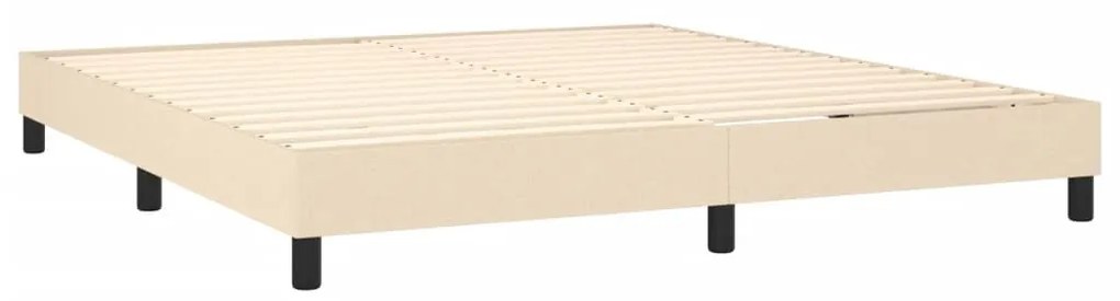 Κρεβάτι Boxspring με Στρώμα &amp; LED Κρεμ 160x200 εκ. Υφασμάτινο - Κρεμ