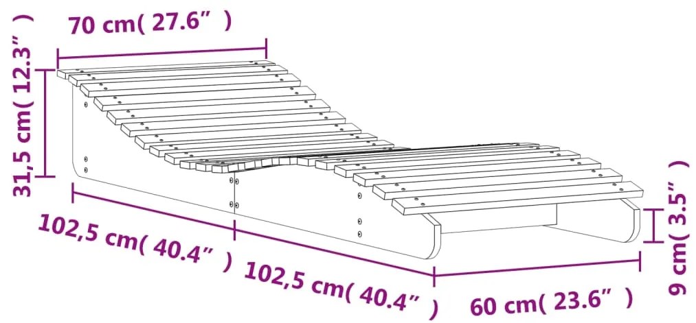 Ξαπλώστρα 205x70x31,5 εκ. από Μασίφ Ξύλο Ψευδοτσούγκας - Καφέ