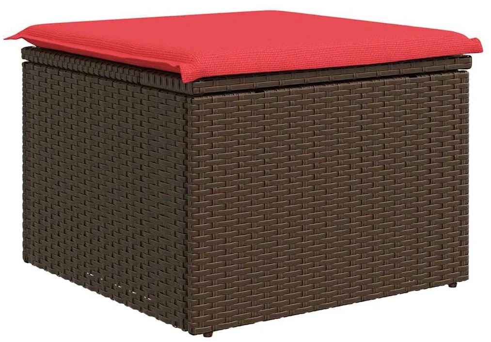vidaXL Σκαμπό Κήπου με Μαξιλάρι Καφέ 55x55x37 εκ. από Συνθετικό Ρατάν