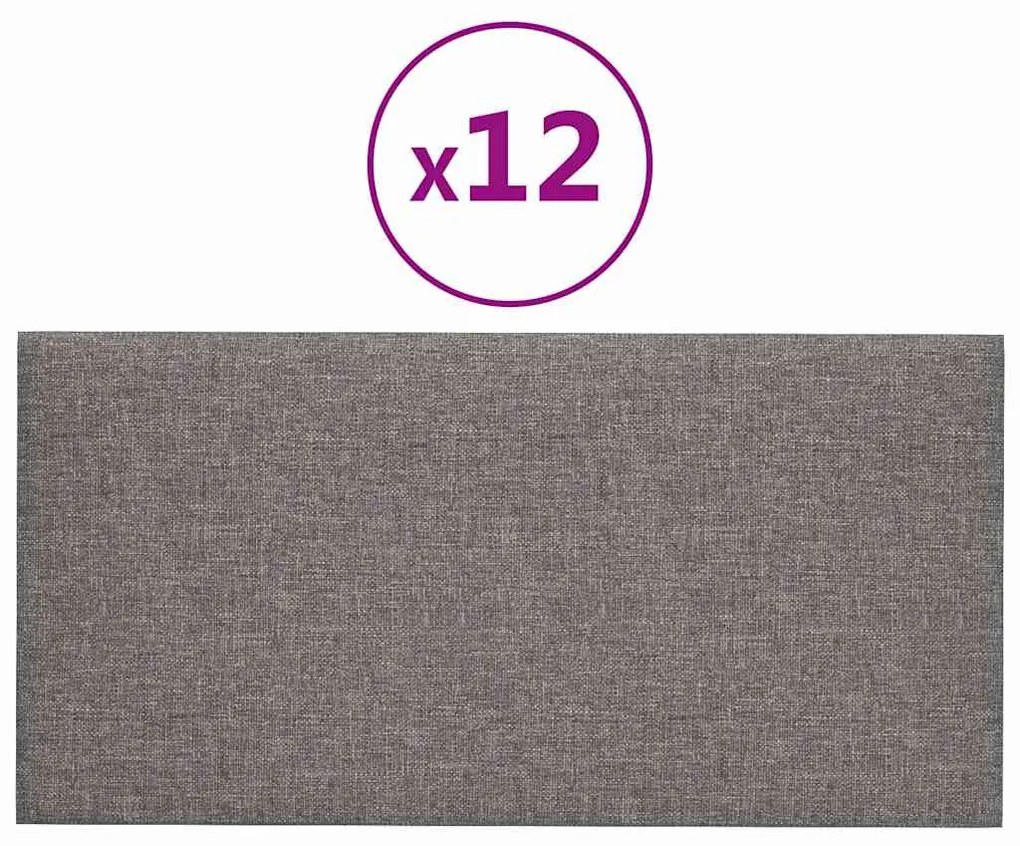 vidaXL Πάνελ Τοίχου 12 τεμ. Ανοιχτό Γκρι 30x15 εκ. 0,54 μ² Υφασμάτινα