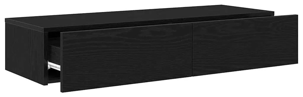 vidaXL Ράφι τοίχου με συρτάρια Μαύρο 100x36x19 cm Κατασκευασμένο ξύλο