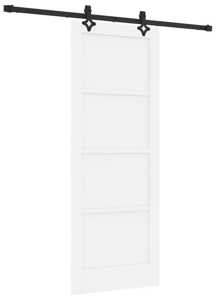 vidaXL Συρόμενη Πόρτα με Σετ Εξαρτημάτων Λευκή 78x202 εκ. Στερεό Ξύλο Πεύκου