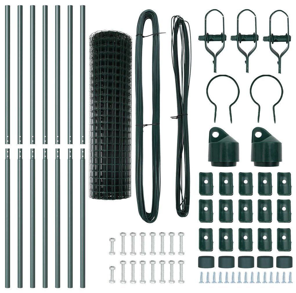 vidaXL Euro Fence με 7 Στήλες 1.4x10 μ Γαλβανισμένος Χάλυβας Πράσινος