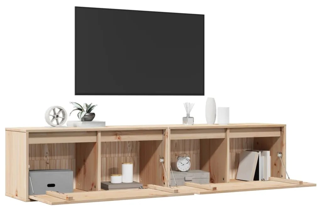 vidaXL Ντουλάπια Τοίχου 2 τεμ. 80 x 30 x 35 εκ. από Μασίφ Ξύλο Πεύκου