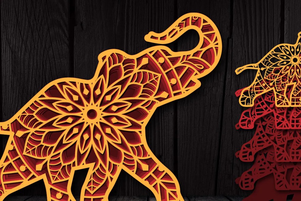 Intra απο ξύλο plywood 3mm-4mm πάχος 3D Multi-layer Elephant Mandala Δίασταση 30x30 cm INTRAFABR-104193418