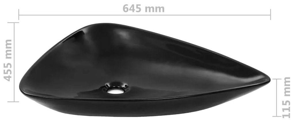 vidaXL Νιπτήρας Τριγωνικός Μαύρος 645 x 455 x 115 χιλ. Κεραμικός