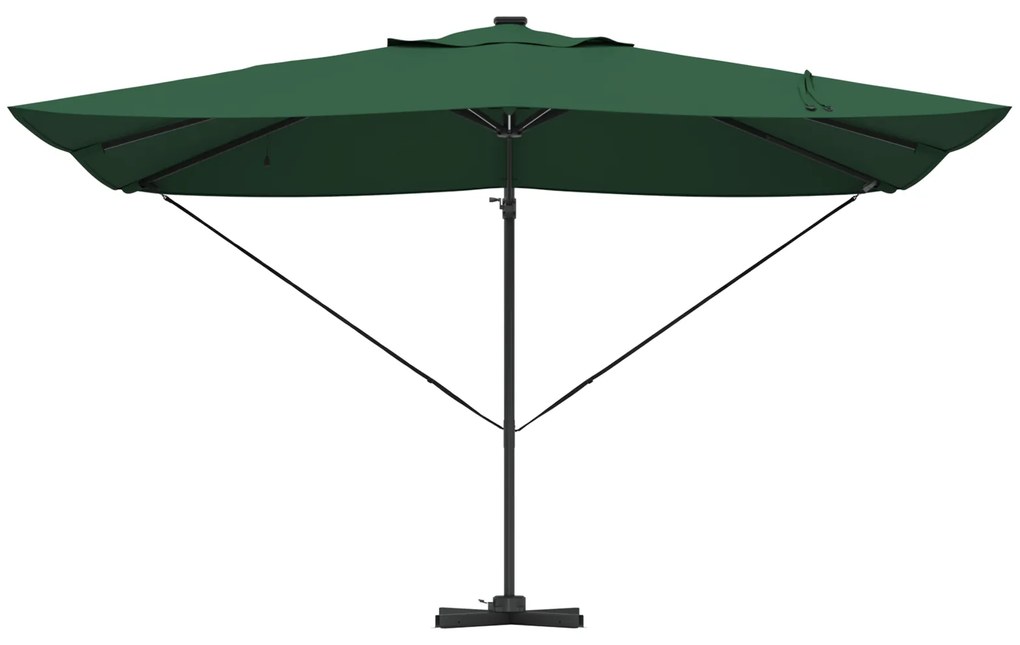 vidaXL Ομπρέλα Ρώμης με LEDs Πράσινη 352x251x265 cm Αλουμίνιο
