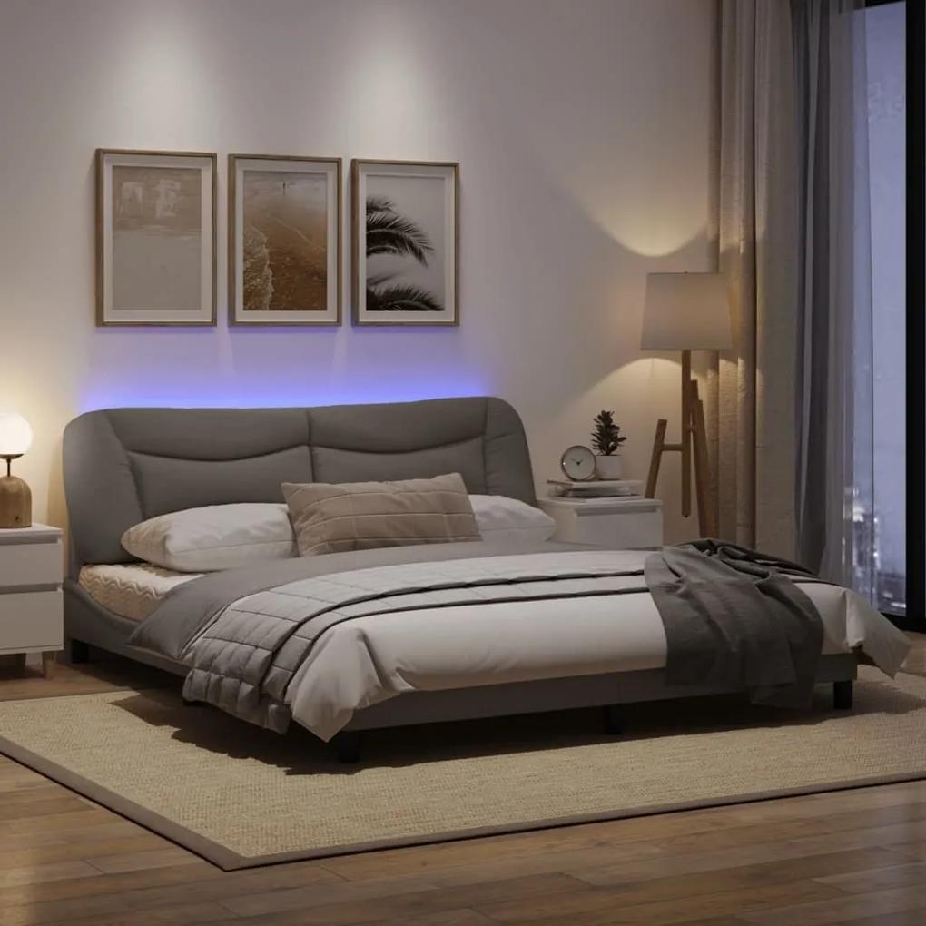 Πλαίσιο Κρεβατιού με LED Taupe 180x200 εκ. Υφασμάτινο - Μπεζ-Γκρι