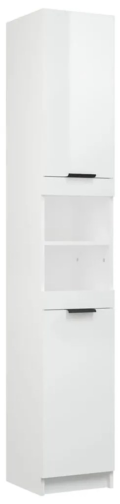 vidaXL Ντουλάπι Μπάνιου Γυαλιστερό Λευκό 32x34x188,5 εκ. Επεξεργ. Ξύλο