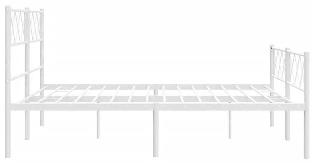 Πλαίσιο Κρεβατιού με Κεφαλάρι&amp;Ποδαρικό Λευκό 90x190 εκ. Μέταλλο - Λευκό