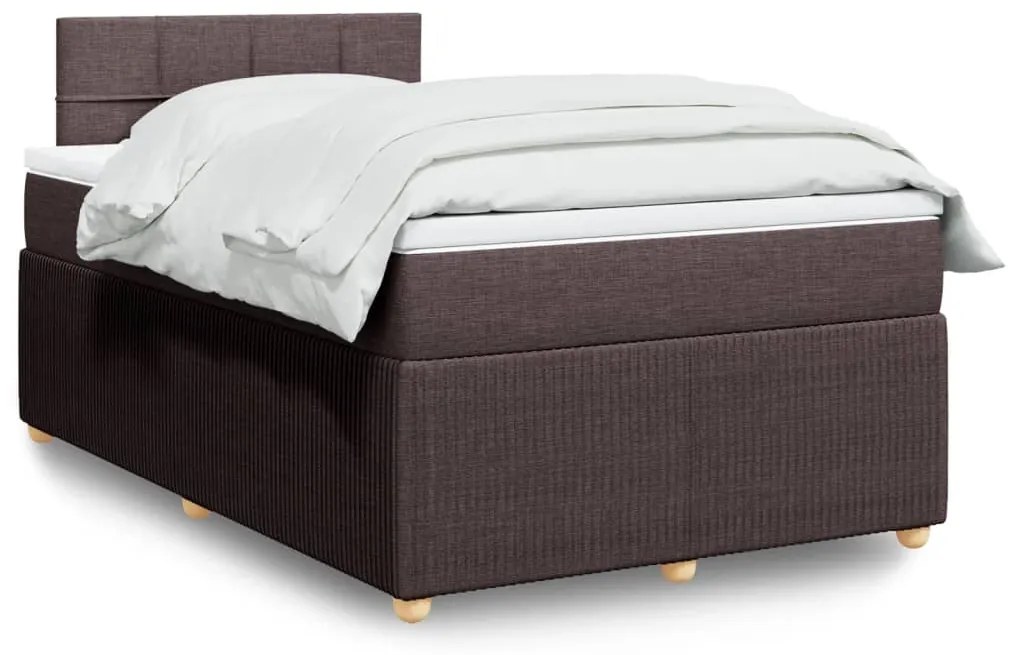 vidaXL Κρεβάτι Boxspring με Στρώμα Σκούρο Καφέ 120x190 εκ Υφασμάτινο