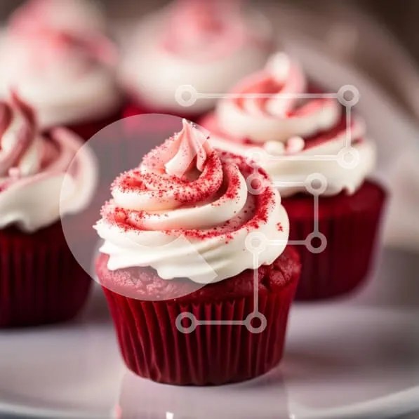 Intra Συλλεκτικό Ξύλινο Παζλ Plywood  4mm - Λαχταριστά Red Velvet Cupcakes με Λευκό Πάγωμα - Κοντινή θέα Σε Ξύλινο Κουτί - Διαστάσεις: 10x10 cm – 25 κομμάτια