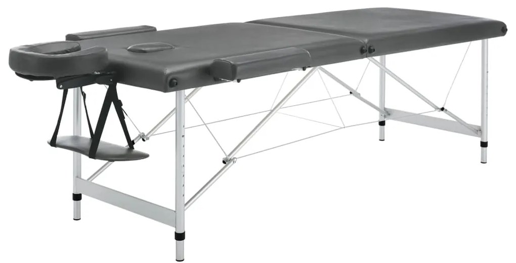 vidaXL Κρεβάτι Μασάζ 2 Θέσεων Ανθρακί 186x68 εκ. με Σκελετό Αλουμινίου