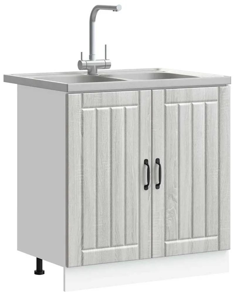 vidaXL Ντουλάπα Κουζίνας με πόρτα 2 pcs Ανοιχτό γκρι 80 x 46 x 81.5 εκ