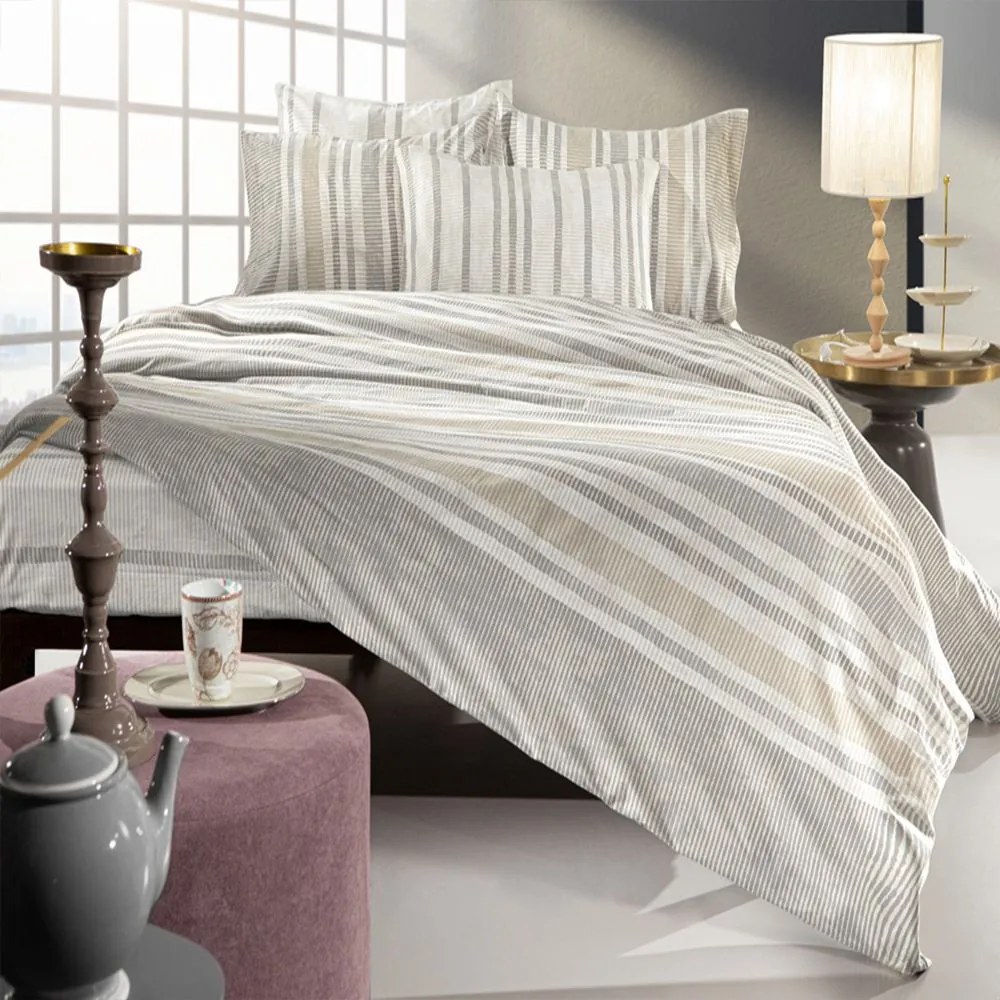 Σεντόνια Lexus (Σετ 3τμχ) Ecru-Grey Guy Laroche Μονό 165x265cm 100% Cotton Percale