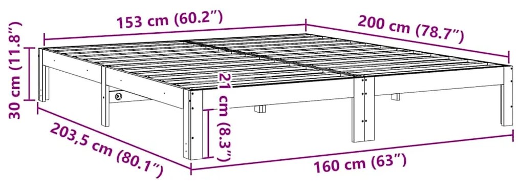 ΣΚΕΛΕΤΟΣ ΚΡΕΒ. ΧΩΡΙΣ ΣΤΡΩΜΑ ΚΑΦΕ ΚΕΡΙΟΥ 160X200 ΕΚ ΜΑΣΙΦ ΠΕΥΚΟ 859219