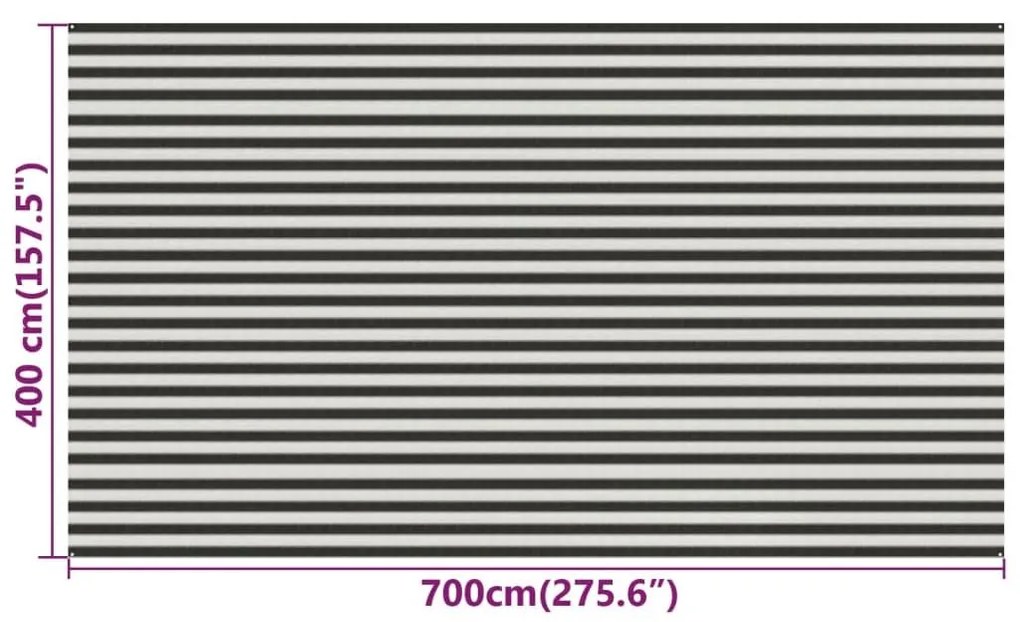 Χαλί Σκηνής Ανθρακί / Λευκό 400x700 εκ. από HDPE