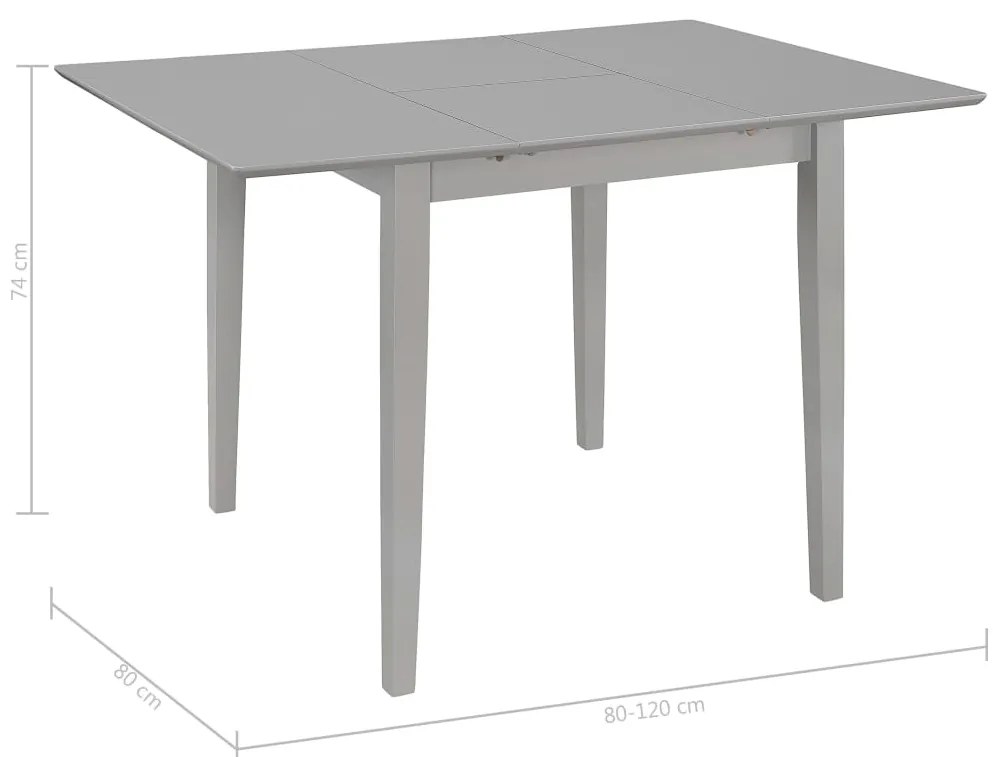 vidaXL Τραπεζαρία Επεκτεινόμενη Γκρι (80-120) x 80 x 74 εκ. από MDF
