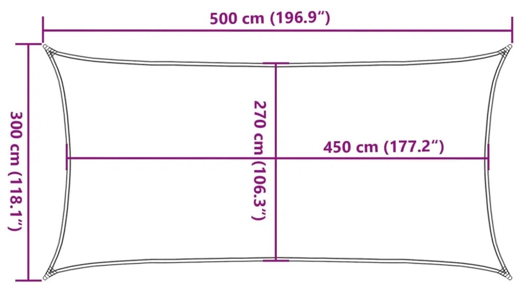 Πανί Σκίασης Ορθογώνιο Ανοιχτό Γκρι 3x5 μ. HDPE 160 γρ./μ² - Γκρι