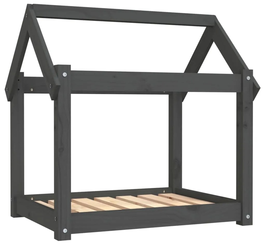 vidaXL Κρεβάτι Σκύλου Γκρι 71x55x70 εκ. από Μασίφ Ξύλο Πεύκου