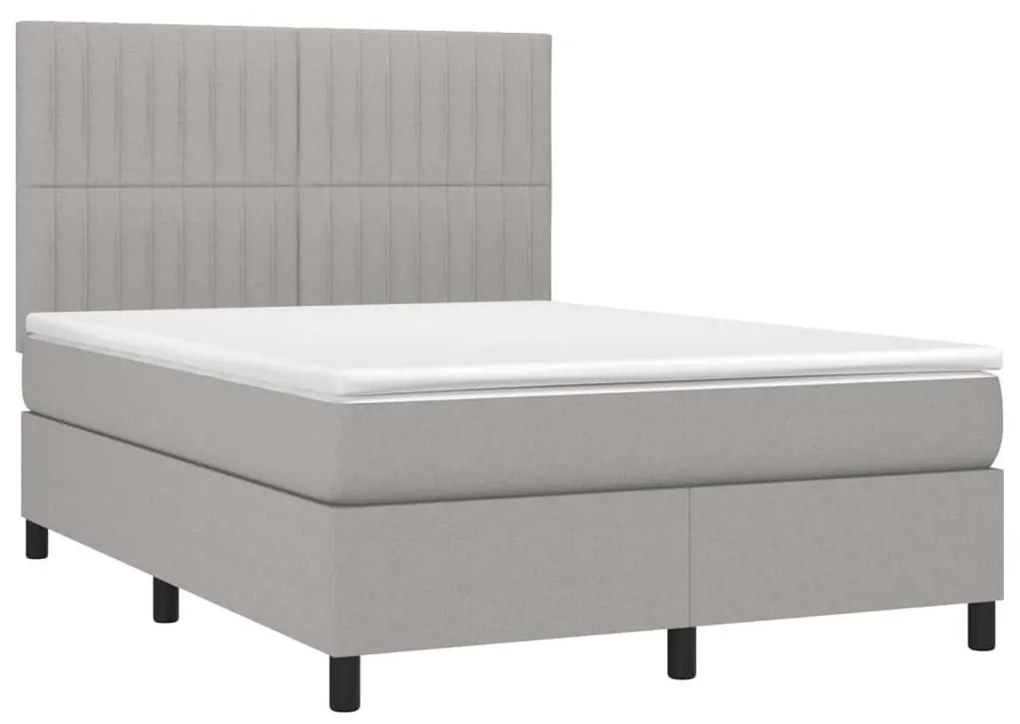 Κρεβάτι Boxspring με Στρώμα &amp; LED Αν.Γκρι 140x190εκ. Υφασμάτινο - Γκρι