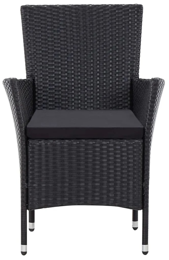 vidaXL Σετ Τραπεζαρίας Εξ. Χώρου 9 τεμ. Μαύρο Συνθ. Ρατάν με Μαξιλάρια