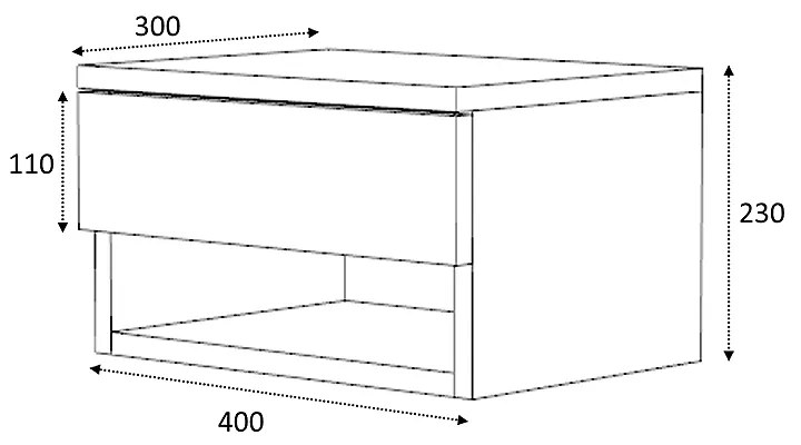 Κομοδίνο επιτοίχιο Mary Megapap χρώμα λευκό 40x30x23εκ.