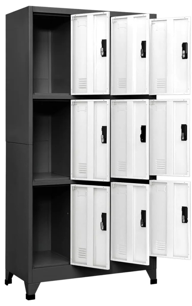 vidaXL Φοριαμός Ανθρακί και Λευκός 90 x 45 x 180 εκ. Ατσάλινος