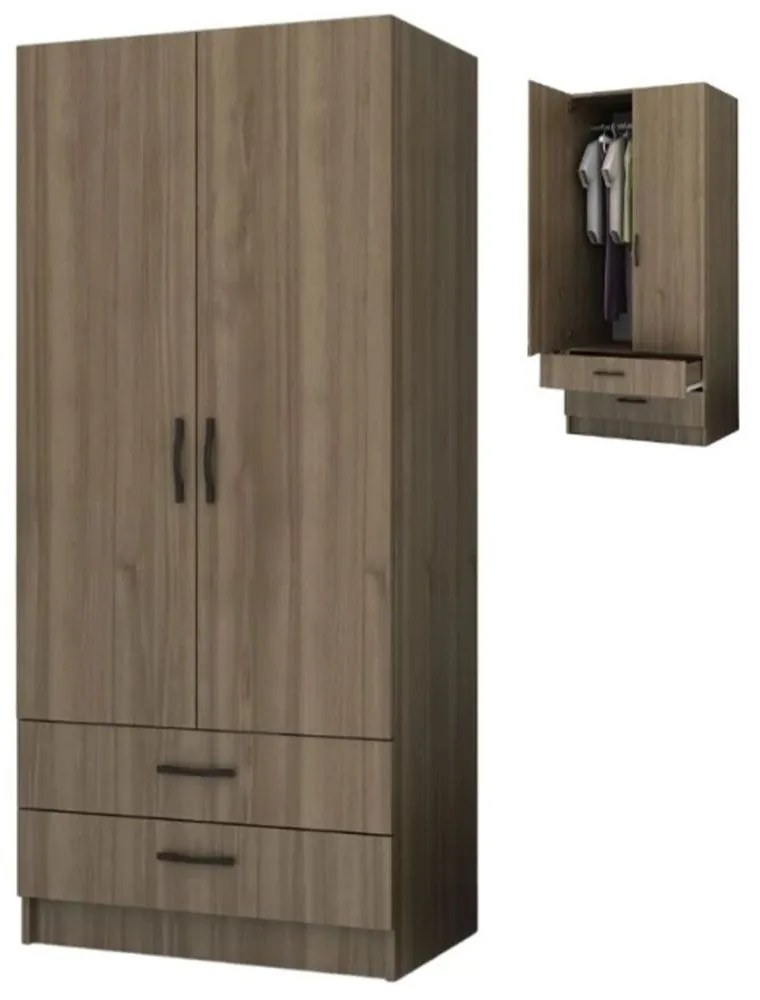 Ντουλάπα Δίφυλλη Ricardo 0253492 80x51,8x181cm Walnut Δίφυλλη