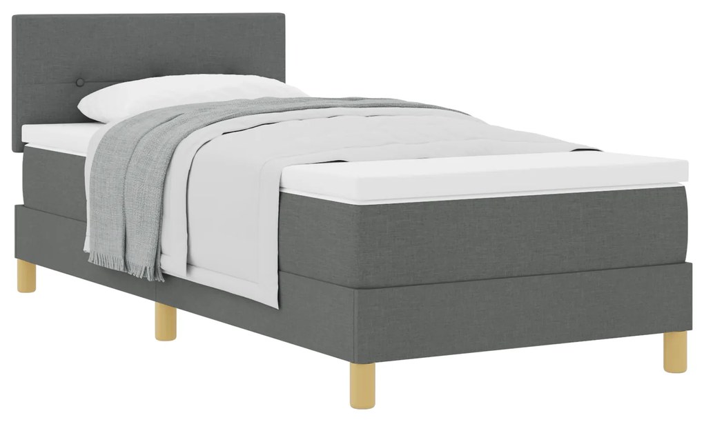 vidaXL Κρεβάτι με Σπίν και Ματράζ Σκούρο Γκρι 90x190 cm Ύφασμα