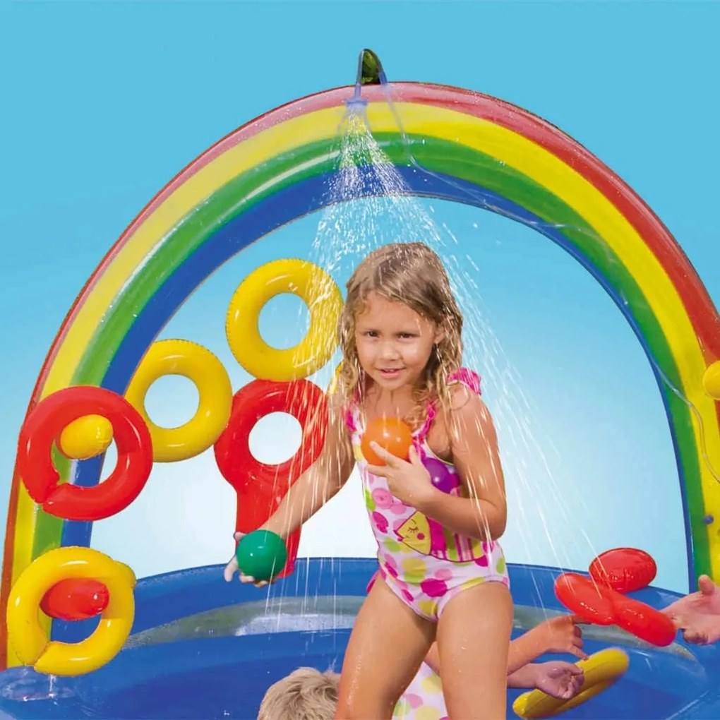 INTEX Πισίνα Φουσκωτή Rainbow Ring Play Center 297x193x135 εκ. 57453NP