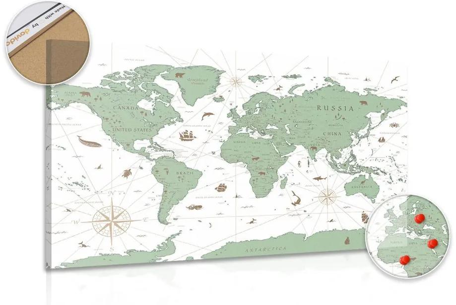 Εικόνα στο χάρτη από φελλό σε πράσινο σχέδιο - 90x60  smiley
