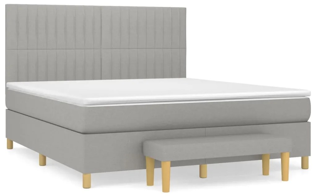 vidaXL Κρεβάτι Boxspring με Στρώμα Ανοιχτό Γκρι 180x200 εκ. Υφασμάτινο